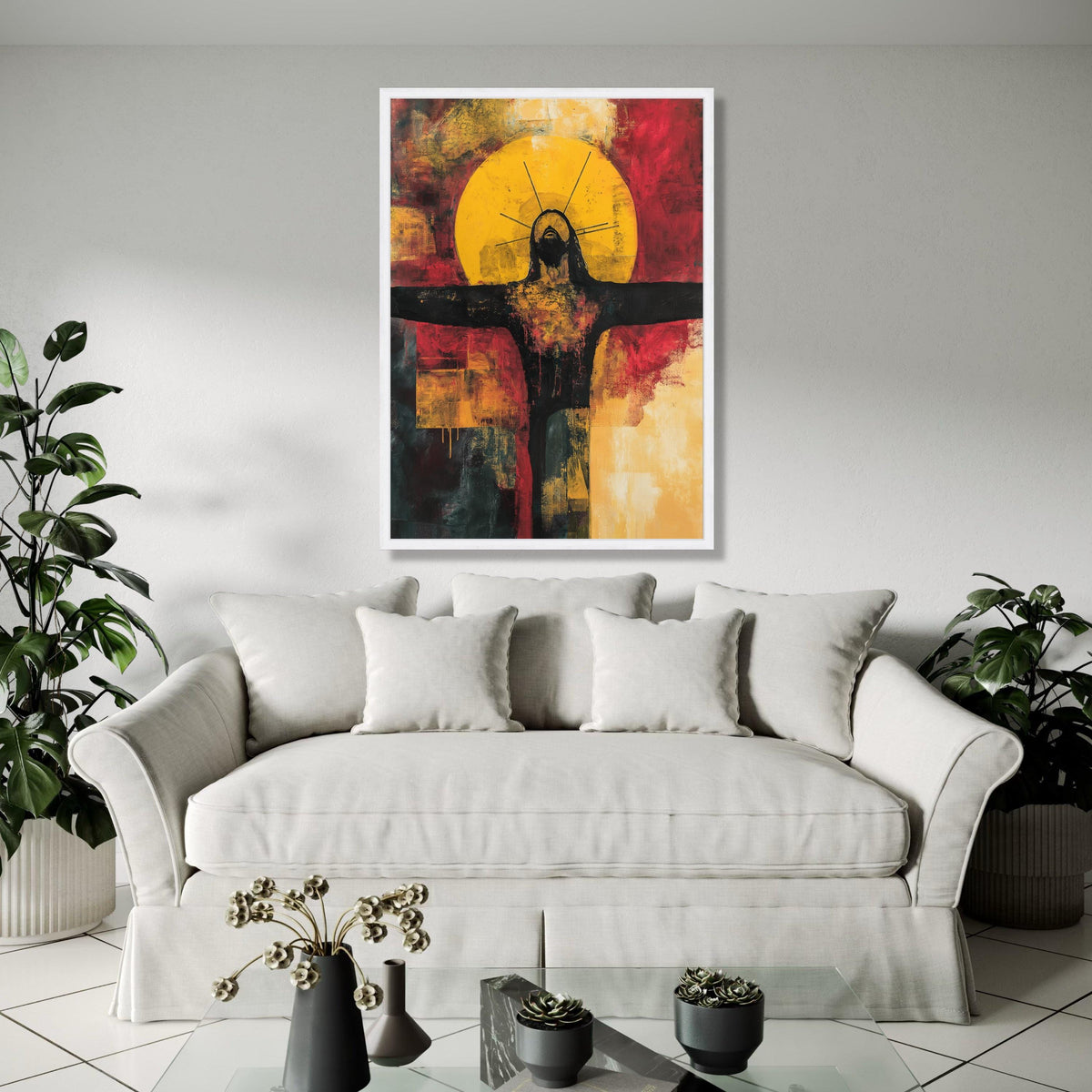Abstract Religious Canvas Wall Art, Modern Crucifixion Painting, Spiritual Home Decor, Dramatic Expressionist Gift Art, Home Decor, Print