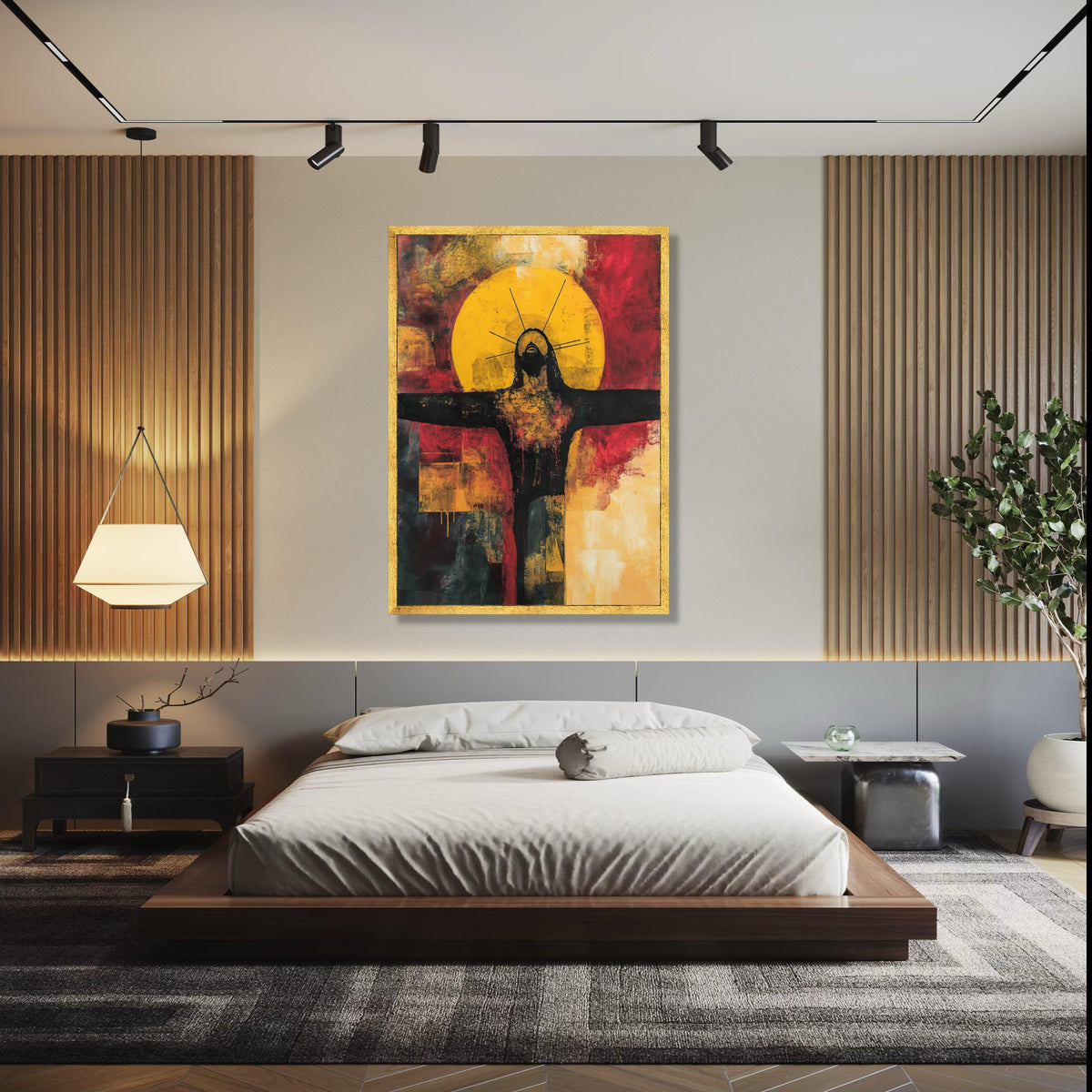 Abstract Religious Canvas Wall Art, Modern Crucifixion Painting, Spiritual Home Decor, Dramatic Expressionist Gift Art, Home Decor, Print