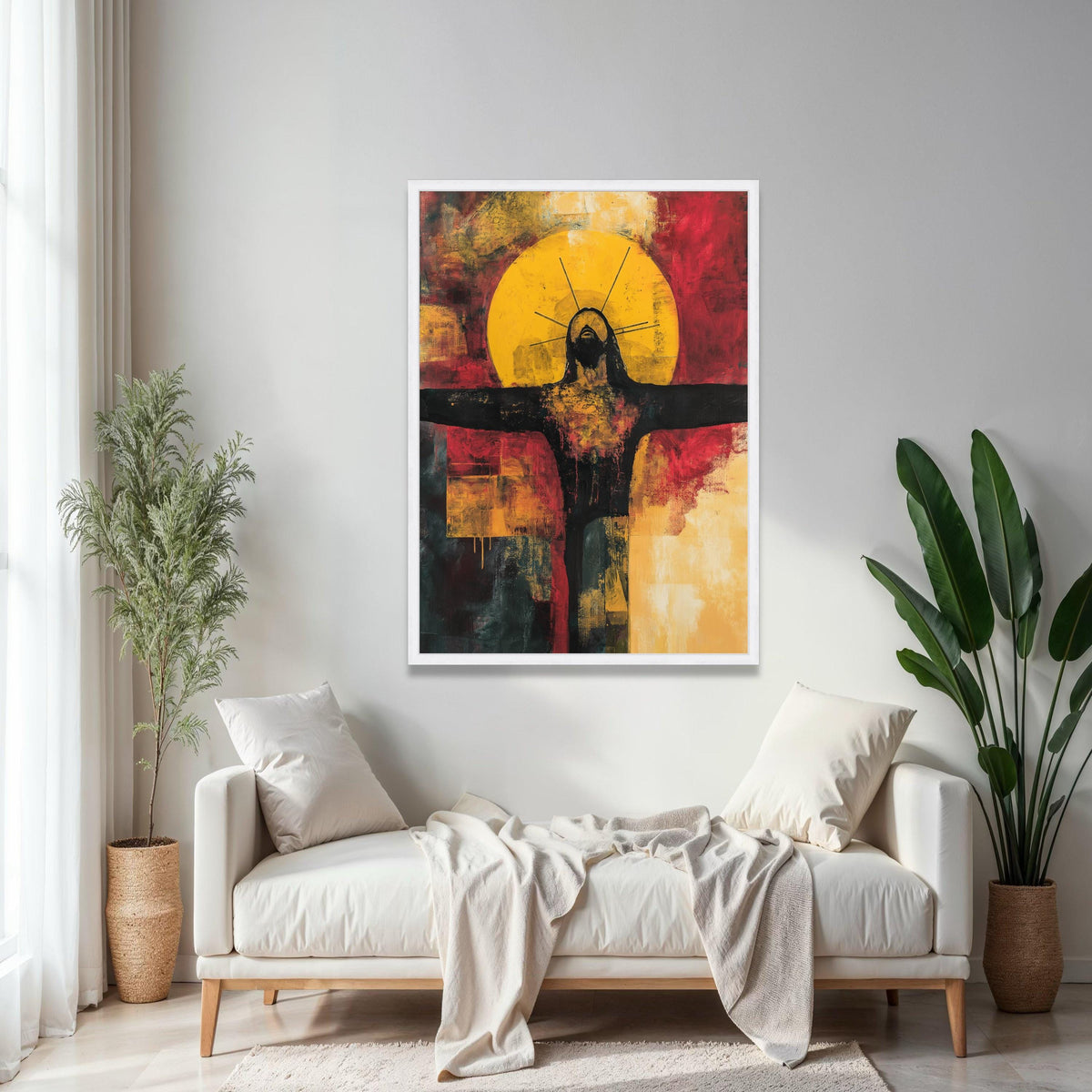 Abstract Religious Canvas Wall Art, Modern Crucifixion Painting, Spiritual Home Decor, Dramatic Expressionist Gift Art, Home Decor, Print