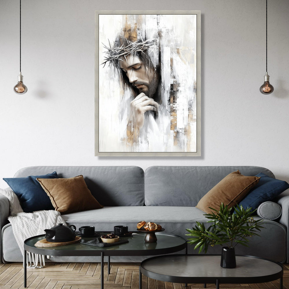 Jesus Christ Portrait Canvas, Crown of Thorns Wall Art, Religious Canvas Art, Christian Home Decoration, Gift Art, Home Decor, Print