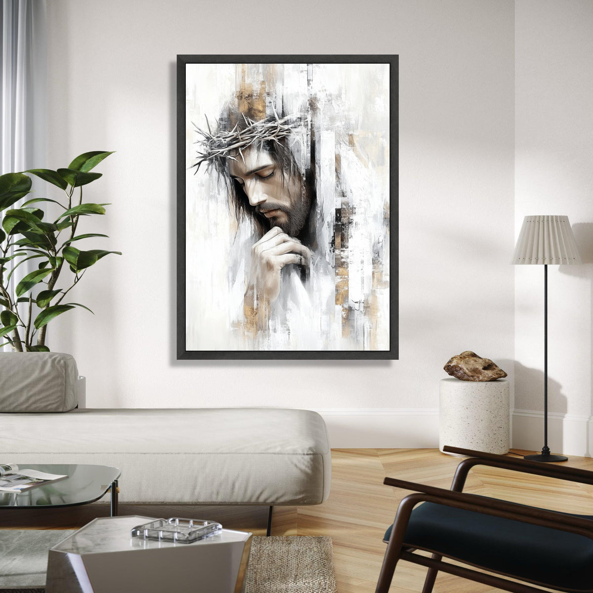 Jesus Christ Portrait Canvas, Crown of Thorns Wall Art, Religious Canvas Art, Christian Home Decoration, Gift Art, Home Decor, Print
