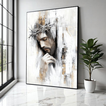 Jesus Christ Portrait Canvas, Crown of Thorns Wall Art, Religious Canvas Art, Christian Home Decoration, Gift Art, Home Decor, Print