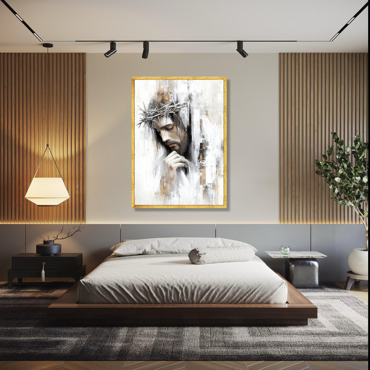Jesus Christ Portrait Canvas, Crown of Thorns Wall Art, Religious Canvas Art, Christian Home Decoration, Gift Art, Home Decor, Print
