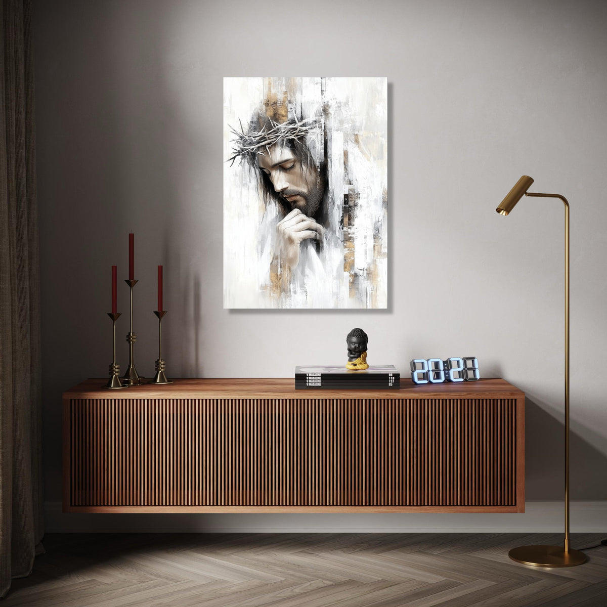 Jesus Christ Portrait Canvas, Crown of Thorns Wall Art, Religious Canvas Art, Christian Home Decoration, Gift Art, Home Decor, Print