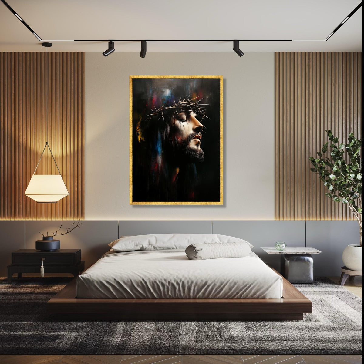 Jesus Christ Crown of Thorns Canvas, Religious Wall Art, Spiritual Portrait Painting, Inspirational Christian Gift Art, Home Decor, Print