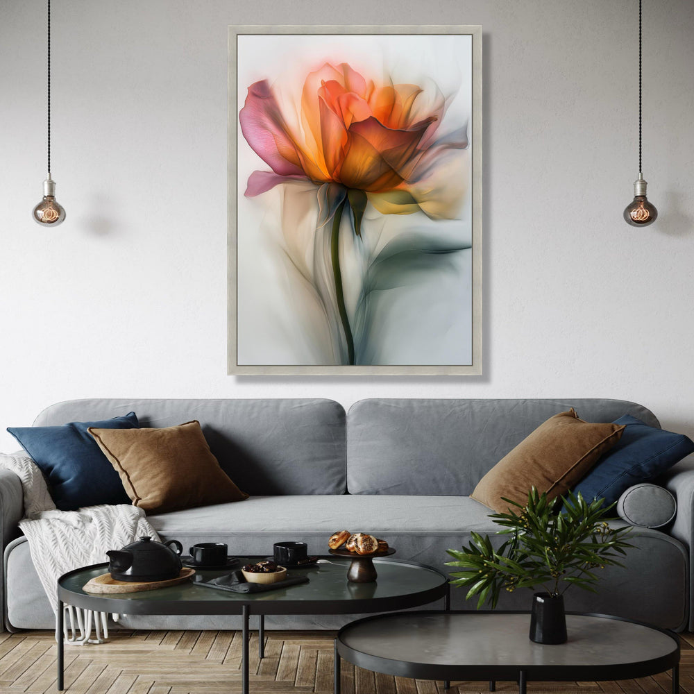 Ethereal Orange Rose Canvas Wall Art, Soft Floral Painting, Abstract Flower Canvas, Botanical Home Decor, Modern Gift Art, Home Decor, Print