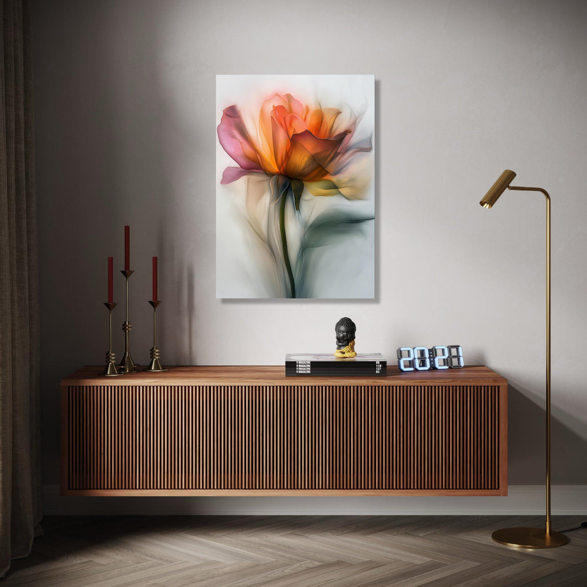 Ethereal Orange Rose Canvas Wall Art, Soft Floral Painting, Abstract Flower Canvas, Botanical Home Decor, Modern Gift Art, Home Decor, Print