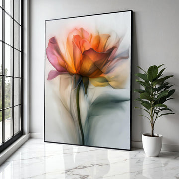 Ethereal Orange Rose Canvas Wall Art, Soft Floral Painting, Abstract Flower Canvas, Botanical Home Decor, Modern Gift Art, Home Decor, Print