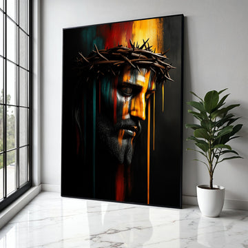 Jesus Christ Crown of Thorns Canvas, Sacred Religious Wall Art, Modern Spiritual Portrait, Inspirational Gift Art, Home Decor, Print