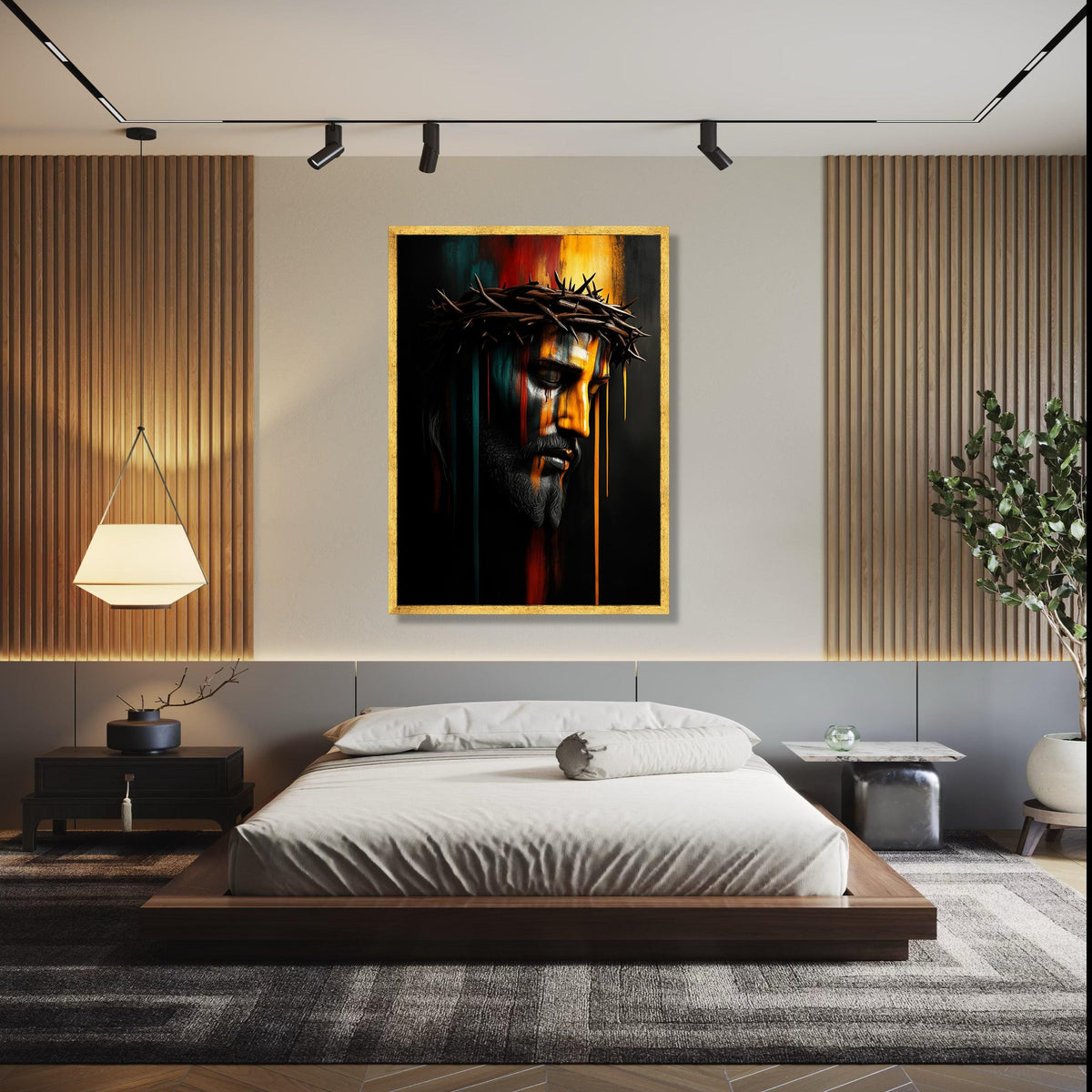 Jesus Christ Crown of Thorns Canvas, Sacred Religious Wall Art, Modern Spiritual Portrait, Inspirational Gift Art, Home Decor, Print