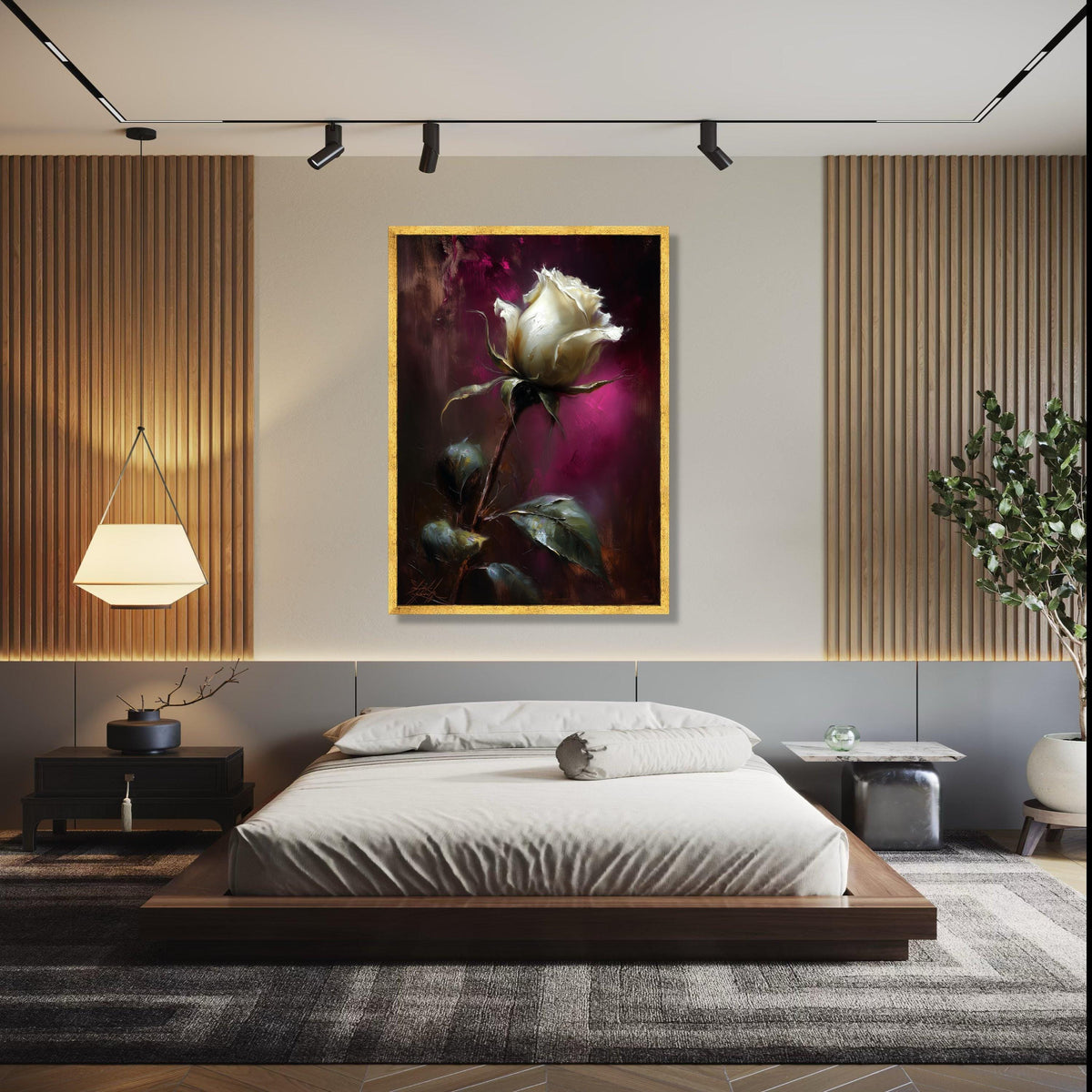 Elegant White Rose Canvas, Floral Wall Art, Painting Romantic Flower Decor, Home Decoration Canvas Art Gift Art, Home Decor, Print