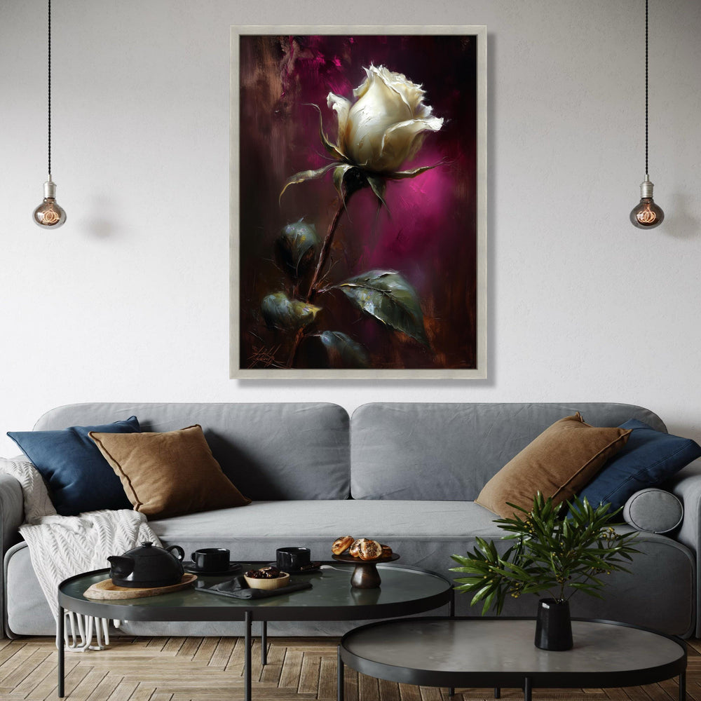 Elegant White Rose Canvas, Floral Wall Art, Painting Romantic Flower Decor, Home Decoration Canvas Art Gift Art, Home Decor, Print