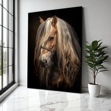 Majestic Blonde Horse Portrait Canvas, Rustic Equine Wall Art, Detailed Animal Canvas Print, Equestrian Home Gift Art, Home Decor, Print