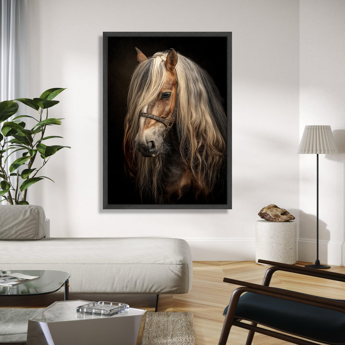 Majestic Blonde Horse Portrait Canvas, Rustic Equine Wall Art, Detailed Animal Canvas Print, Equestrian Home Gift Art, Home Decor, Print