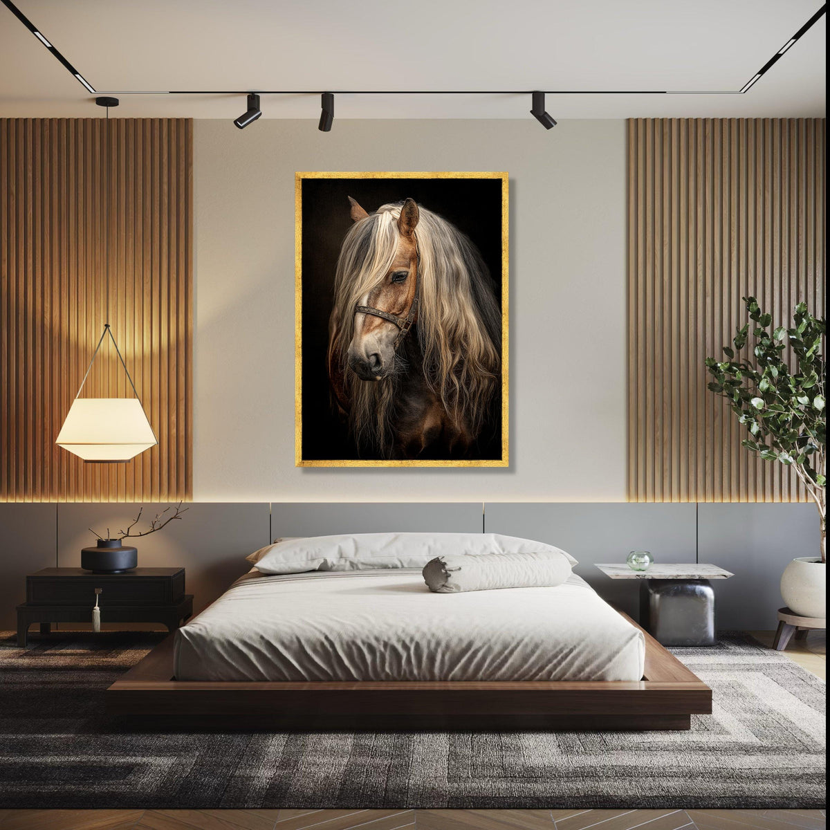 Majestic Blonde Horse Portrait Canvas, Rustic Equine Wall Art, Detailed Animal Canvas Print, Equestrian Home Gift Art, Home Decor, Print