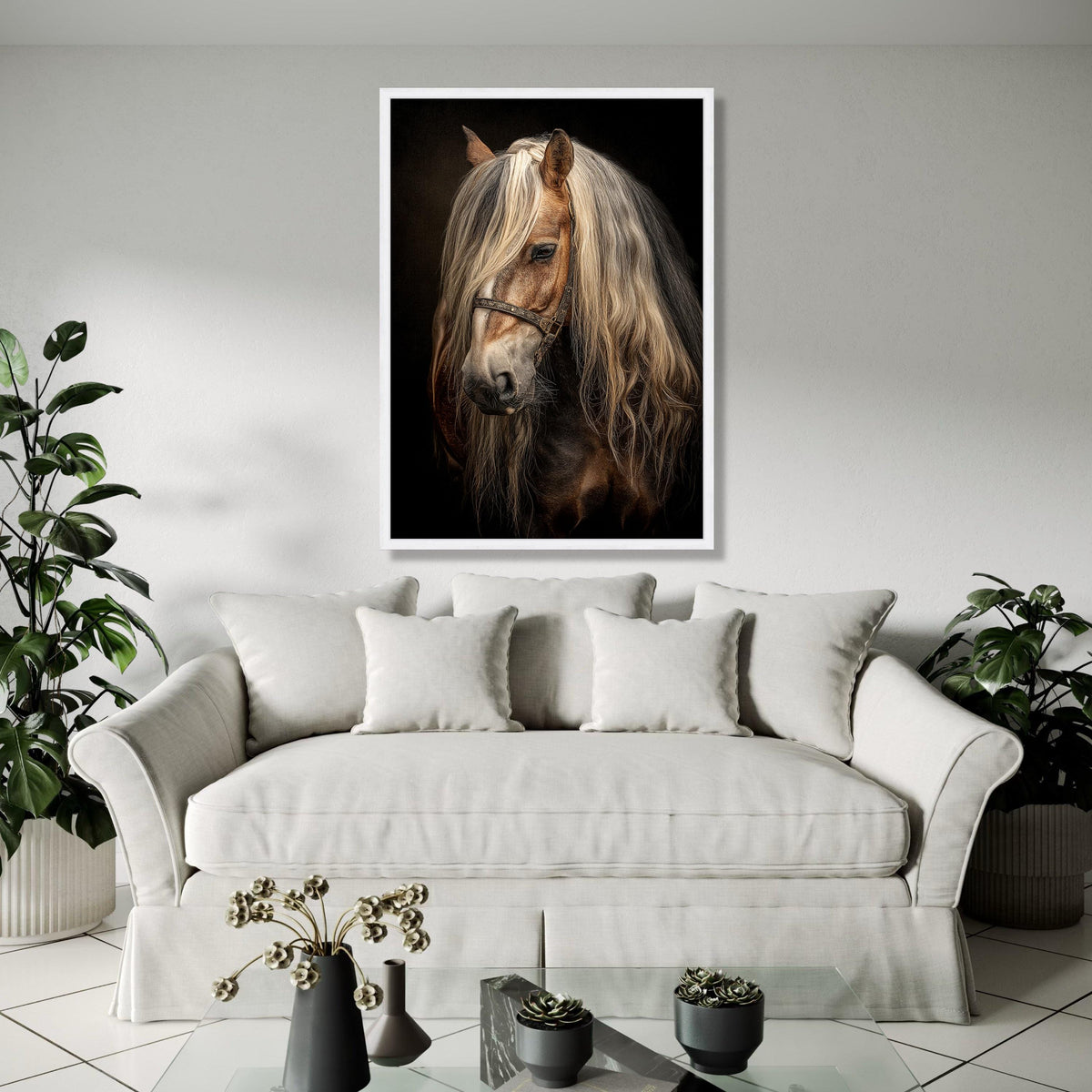 Majestic Blonde Horse Portrait Canvas, Rustic Equine Wall Art, Detailed Animal Canvas Print, Equestrian Home Gift Art, Home Decor, Print