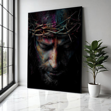 Jesus Christ Face Portrait Canvas, Crown of Thorns Wall Art, Religious Spiritual Canvas, Christian Home Gift Art, Home Decor, Print
