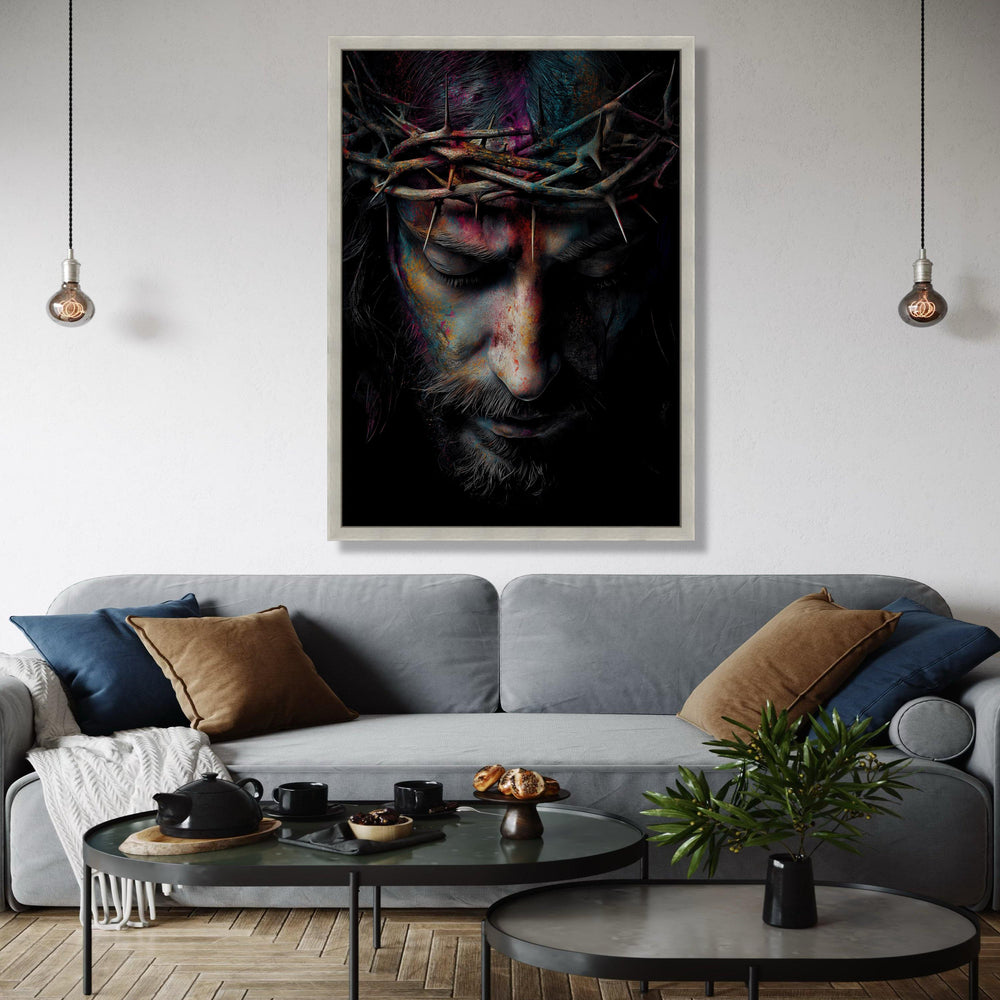 Jesus Christ Face Portrait Canvas, Crown of Thorns Wall Art, Religious Spiritual Canvas, Christian Home Gift Art, Home Decor, Print