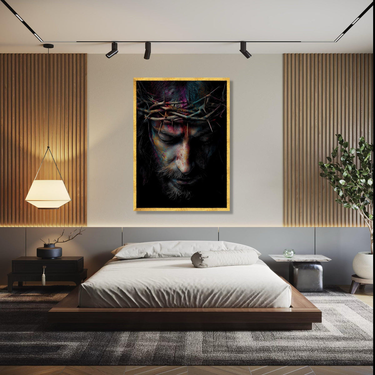 Jesus Christ Face Portrait Canvas, Crown of Thorns Wall Art, Religious Spiritual Canvas, Christian Home Gift Art, Home Decor, Print