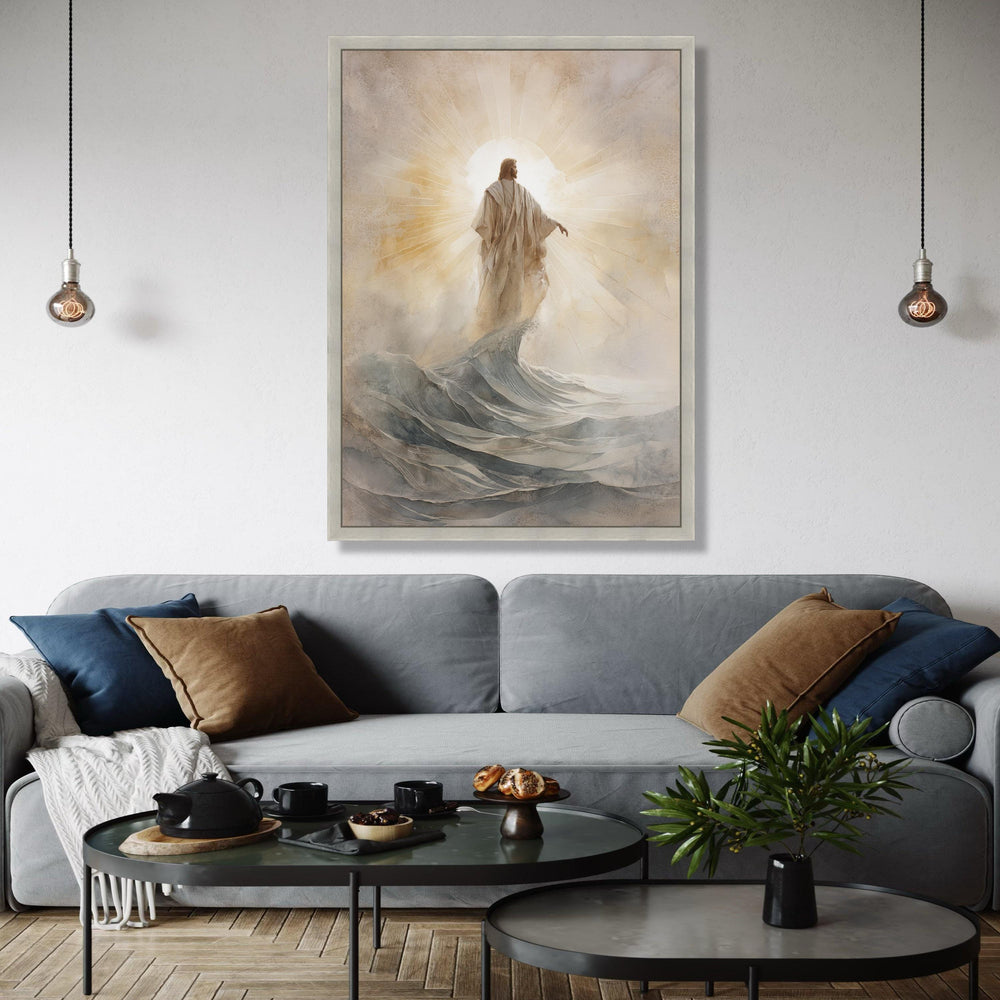 Jesus Walking on Water Canvas, Spiritual Wall Art, Christian Religious Decor, Inspirational Jesus Christ Gift Art, Home Decor, Print