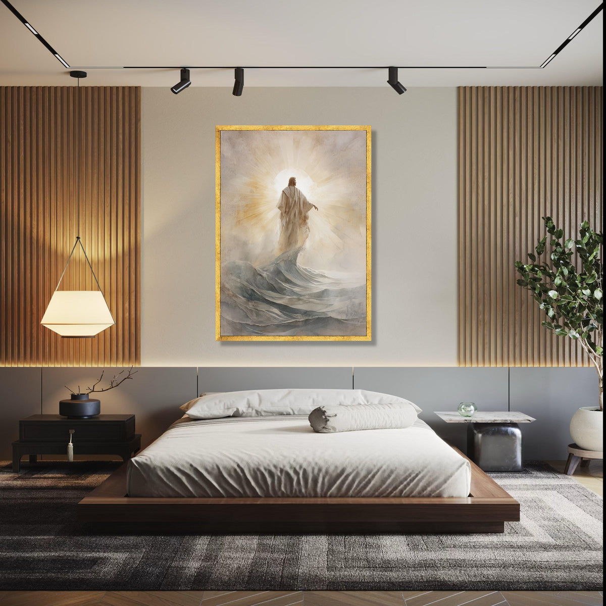 Jesus Walking on Water Canvas, Spiritual Wall Art, Christian Religious Decor, Inspirational Jesus Christ Gift Art, Home Decor, Print