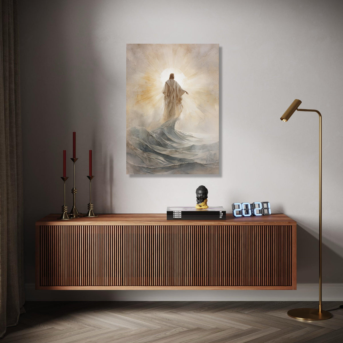 Jesus Walking on Water Canvas, Spiritual Wall Art, Christian Religious Decor, Inspirational Jesus Christ Gift Art, Home Decor, Print
