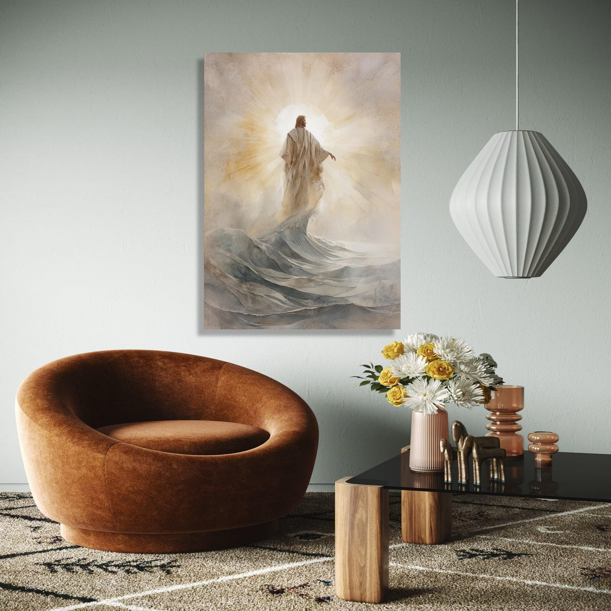 Jesus Walking on Water Canvas, Spiritual Wall Art, Christian Religious Decor, Inspirational Jesus Christ Gift Art, Home Decor, Print