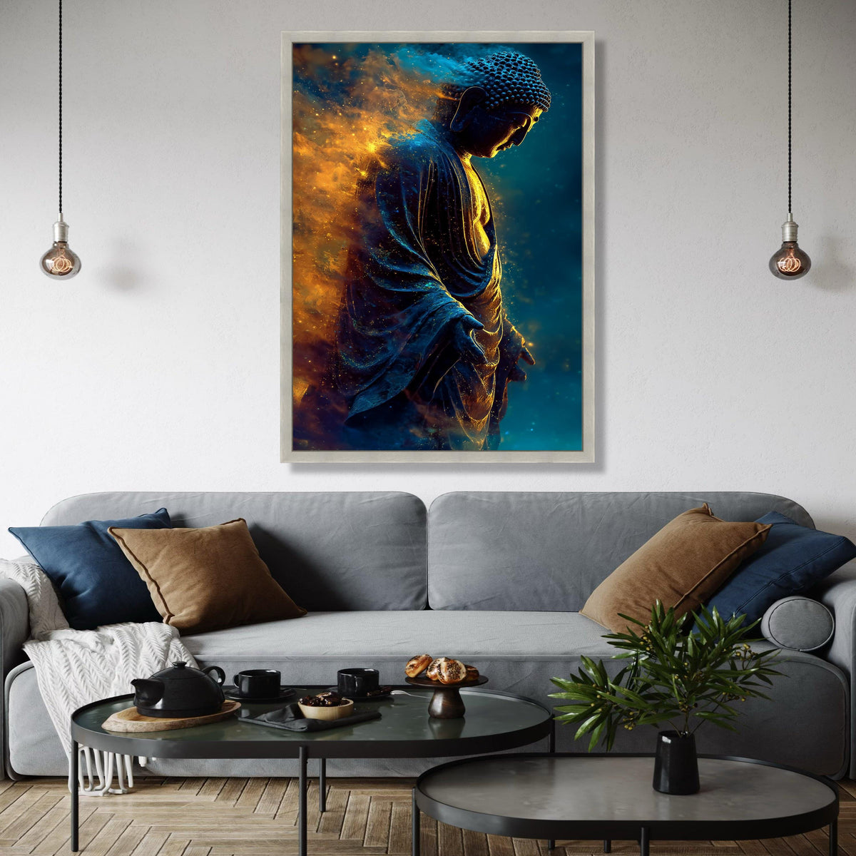 Radiant Buddha Statue Canvas, Spiritual Wall Art, Meditation Decor, Enlightenment Artwork, Zen Home Decoration, Gift Art, Home Decor, Print