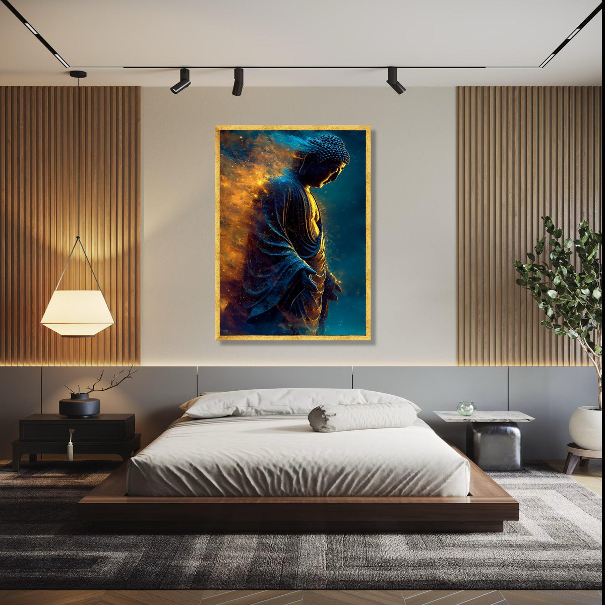 Radiant Buddha Statue Canvas, Spiritual Wall Art, Meditation Decor, Enlightenment Artwork, Zen Home Decoration, Gift Art, Home Decor, Print