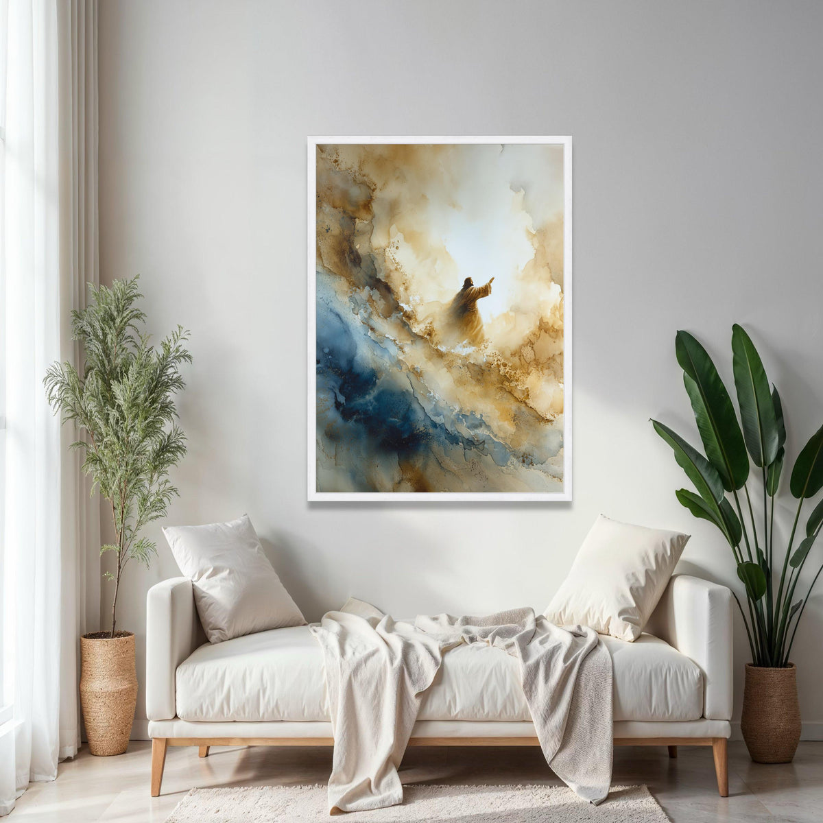 Spiritual Ascension Canvas Wall Art, Abstract Religious Painting, Inspirational Jesus Canvas, Modern Christian Gift Art, Home Decor, Print