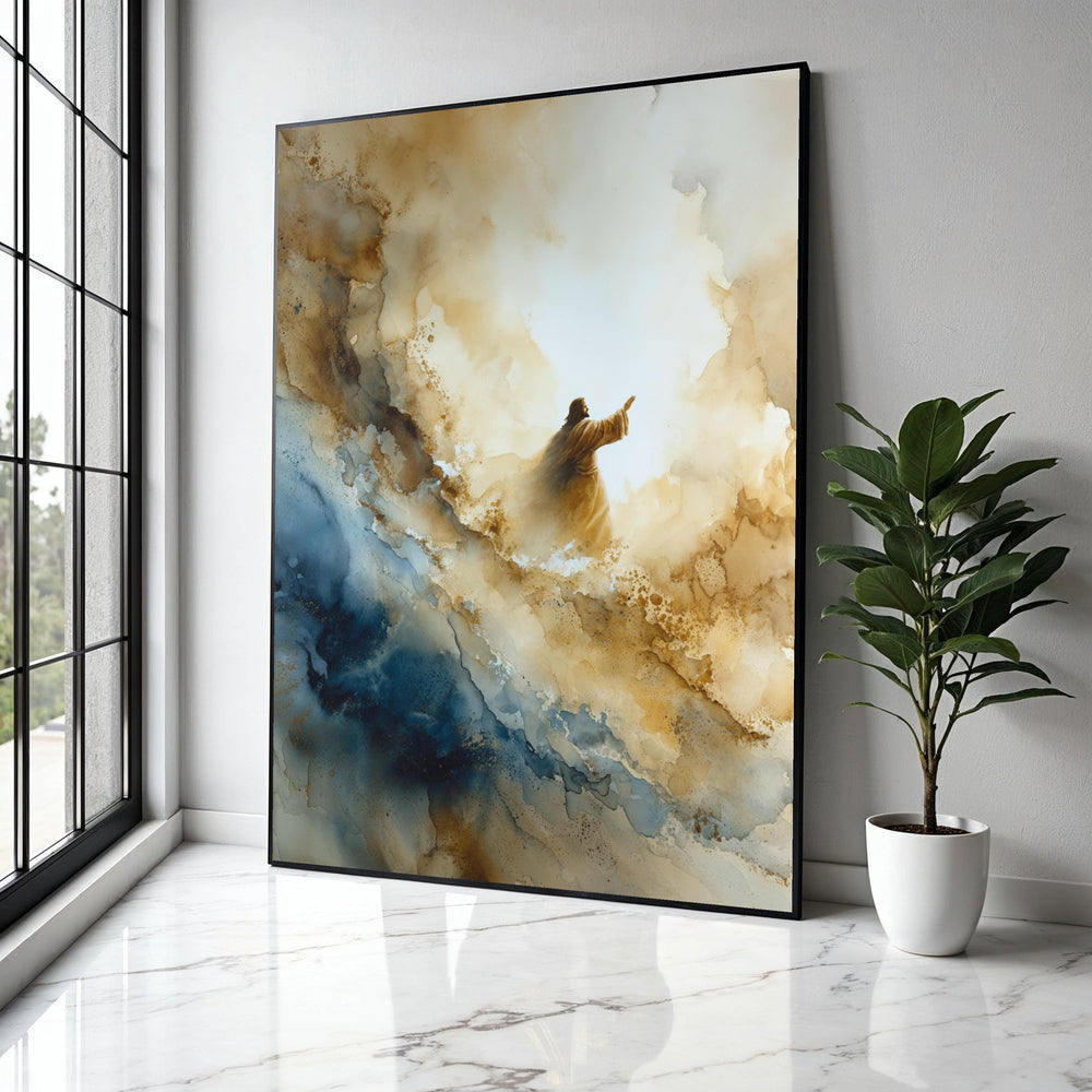 Spiritual Ascension Canvas Wall Art, Abstract Religious Painting, Inspirational Jesus Canvas, Modern Christian Gift Art, Home Decor, Print