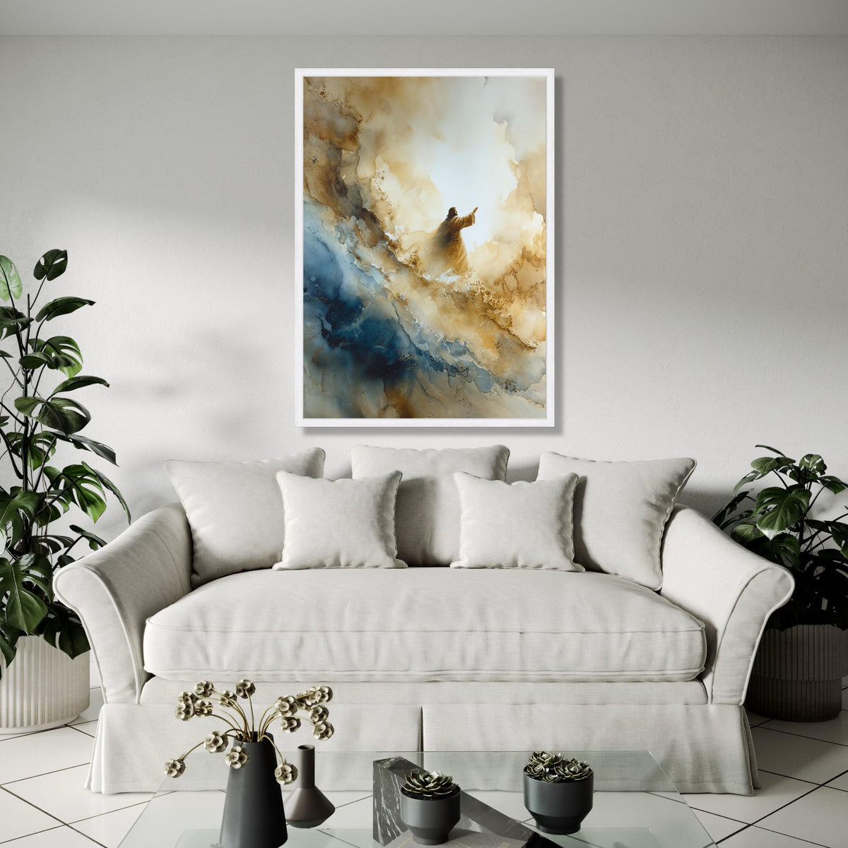 Spiritual Ascension Canvas Wall Art, Abstract Religious Painting, Inspirational Jesus Canvas, Modern Christian Gift Art, Home Decor, Print