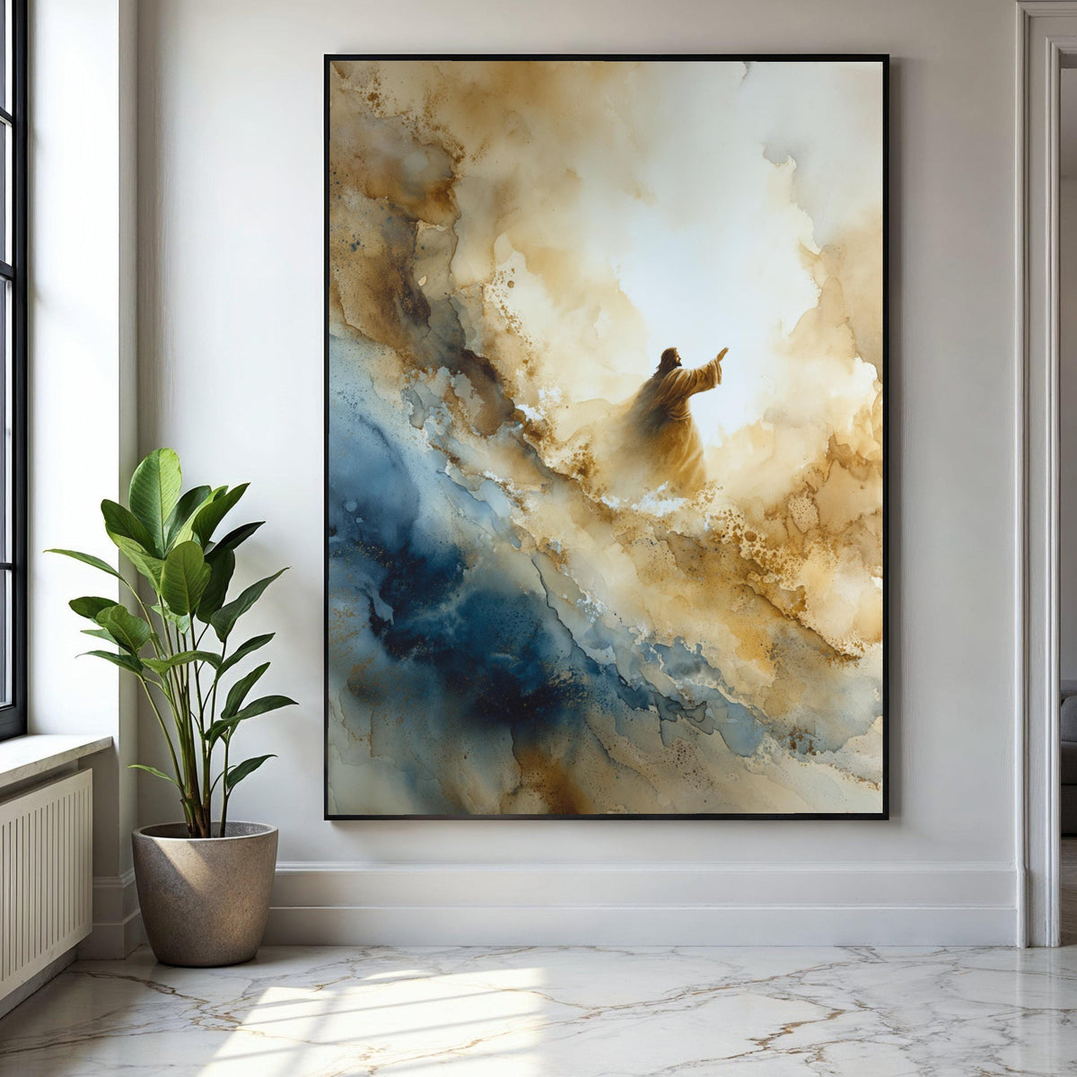 Spiritual Ascension Canvas Wall Art, Abstract Religious Painting, Inspirational Jesus Canvas, Modern Christian Gift Art, Home Decor, Print