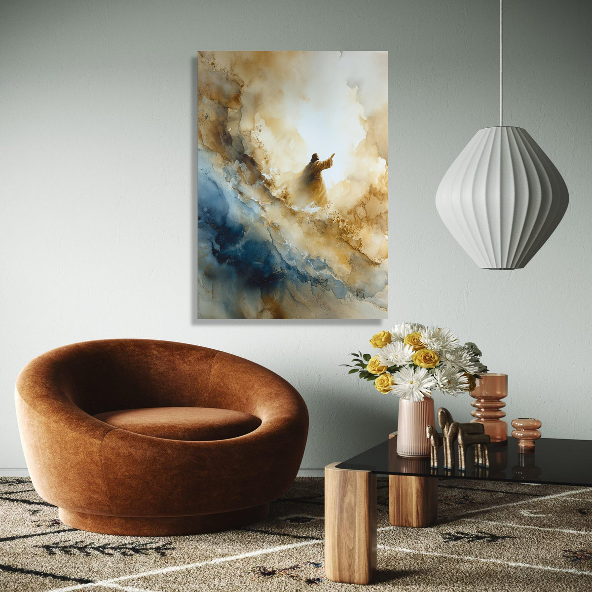 Spiritual Ascension Canvas Wall Art, Abstract Religious Painting, Inspirational Jesus Canvas, Modern Christian Gift Art, Home Decor, Print