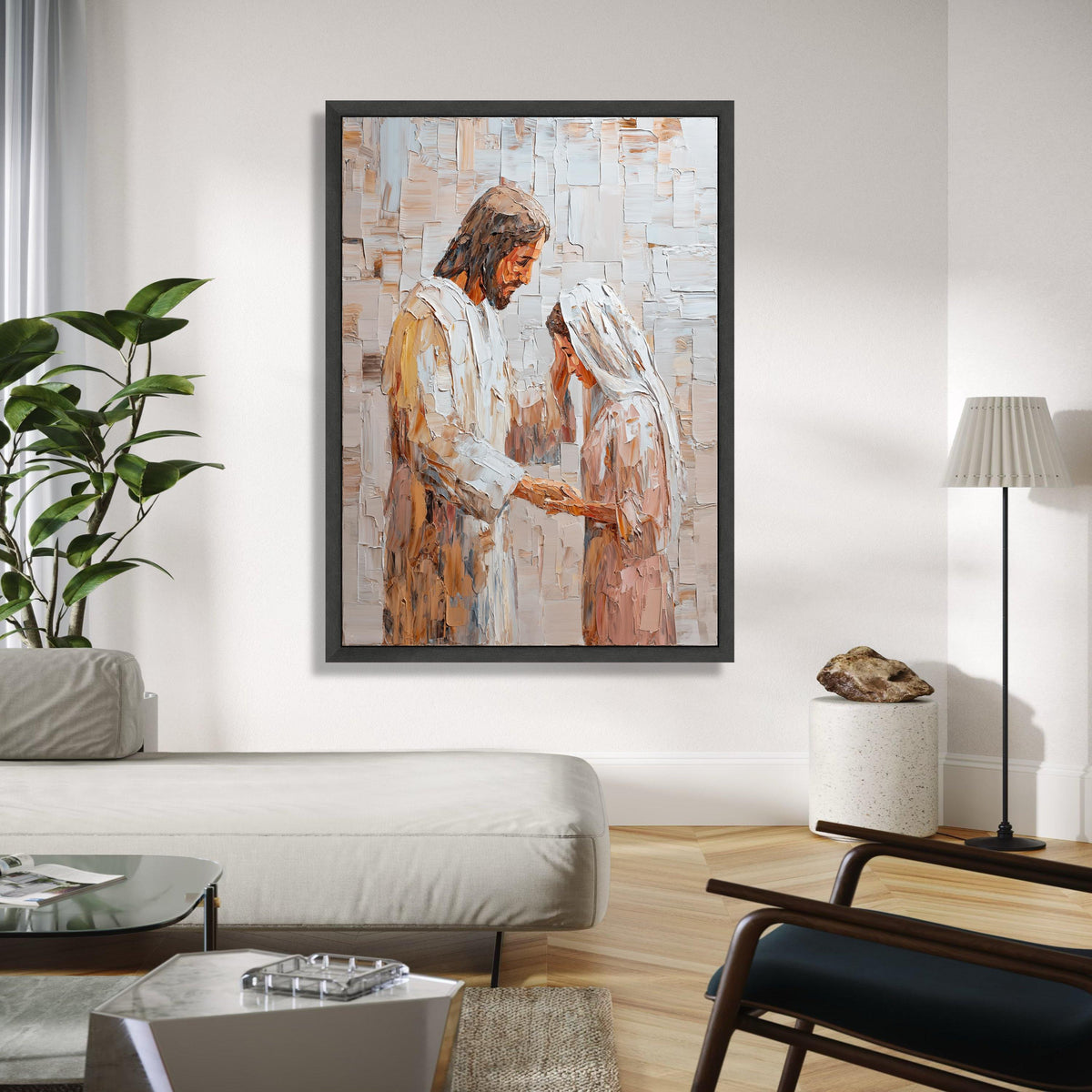 Jesus Blessing Woman Canvas Wall Art, Religious Christian Painting, Spiritual Faith Home Decor, Inspirational Gift Art, Home Decor, Print