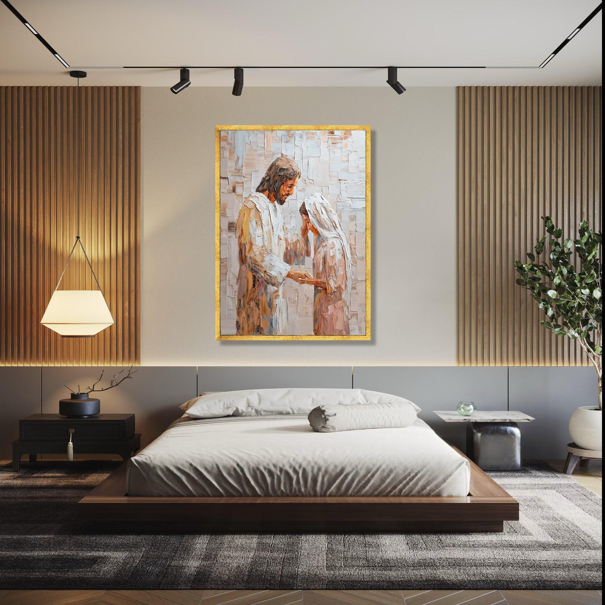 Jesus Blessing Woman Canvas Wall Art, Religious Christian Painting, Spiritual Faith Home Decor, Inspirational Gift Art, Home Decor, Print