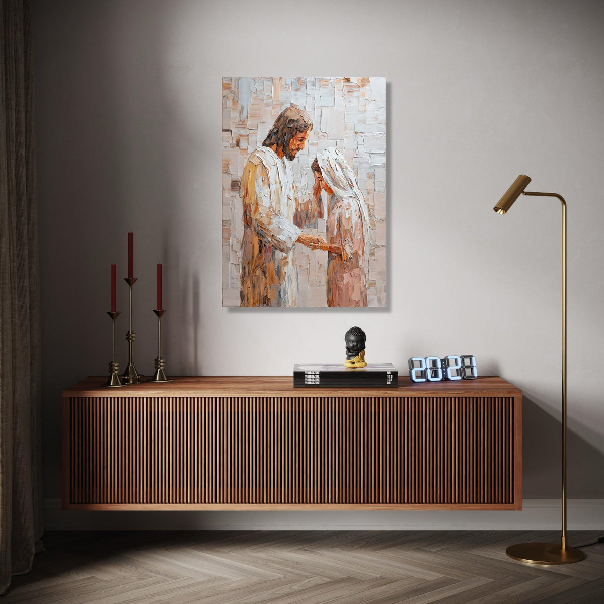 Jesus Blessing Woman Canvas Wall Art, Religious Christian Painting, Spiritual Faith Home Decor, Inspirational Gift Art, Home Decor, Print