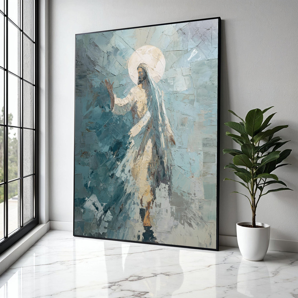 Abstract Jesus Christ Canvas, Christian Religious Wall Art, Spiritual Canvas Painting, Sacred Figure Artwork, Gift Art, Home Decor, Print