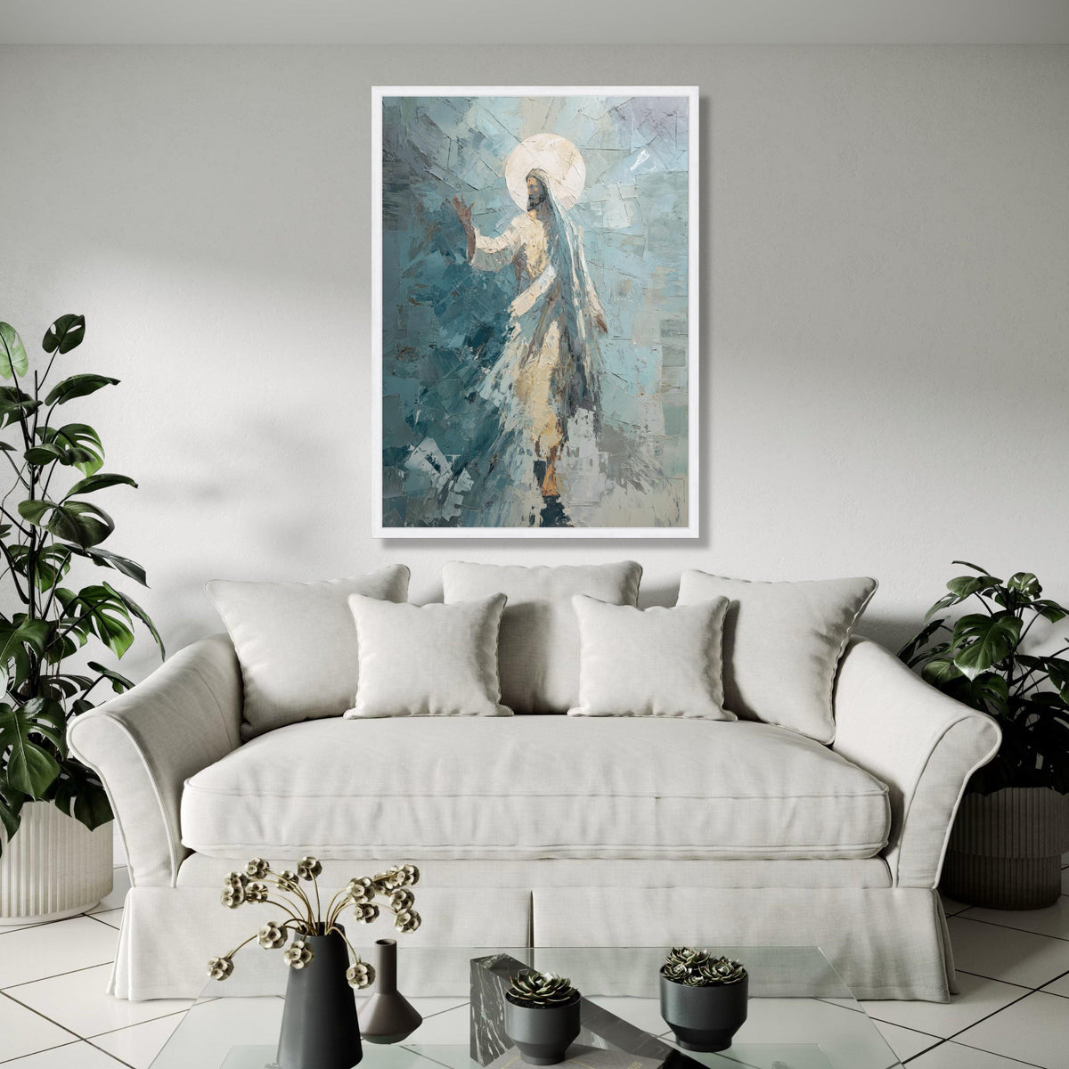 Abstract Jesus Christ Canvas, Christian Religious Wall Art, Spiritual Canvas Painting, Sacred Figure Artwork, Gift Art, Home Decor, Print