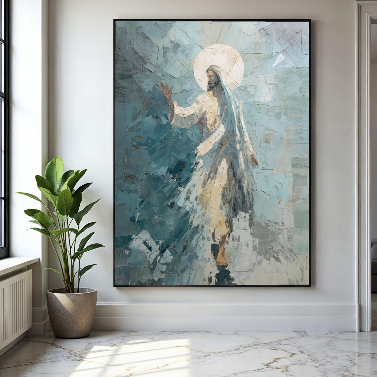 Abstract Jesus Christ Canvas, Christian Religious Wall Art, Spiritual Canvas Painting, Sacred Figure Artwork, Gift Art, Home Decor, Print