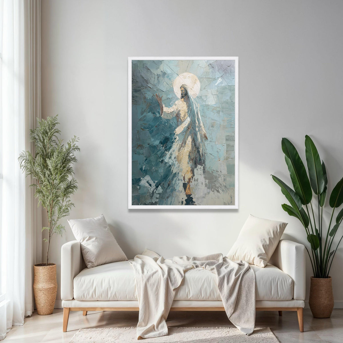 Abstract Jesus Christ Canvas, Christian Religious Wall Art, Spiritual Canvas Painting, Sacred Figure Artwork, Gift Art, Home Decor, Print