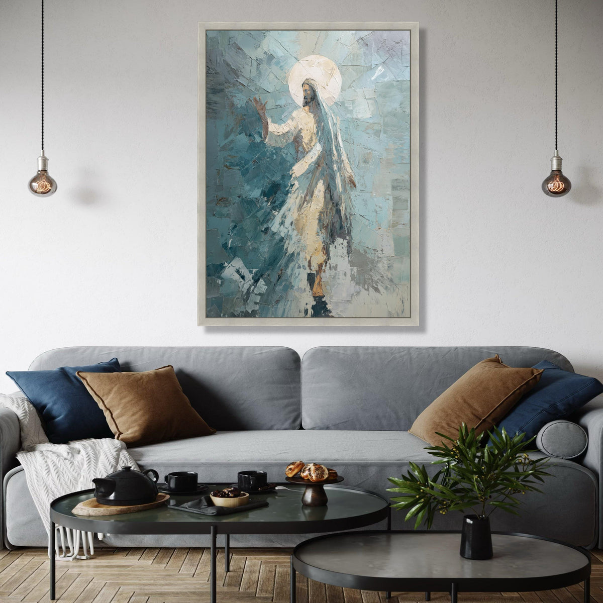 Abstract Jesus Christ Canvas, Christian Religious Wall Art, Spiritual Canvas Painting, Sacred Figure Artwork, Gift Art, Home Decor, Print