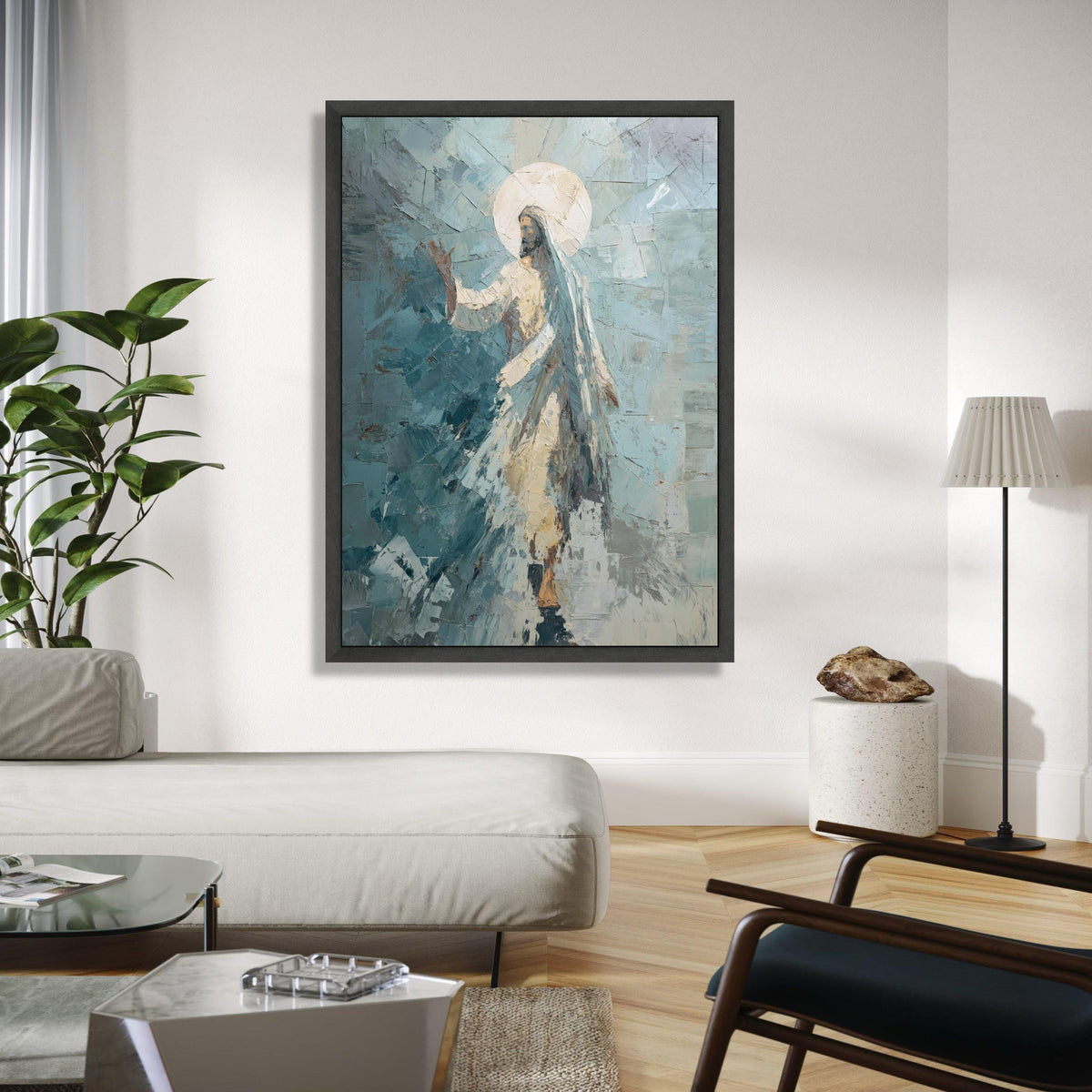 Abstract Jesus Christ Canvas, Christian Religious Wall Art, Spiritual Canvas Painting, Sacred Figure Artwork, Gift Art, Home Decor, Print