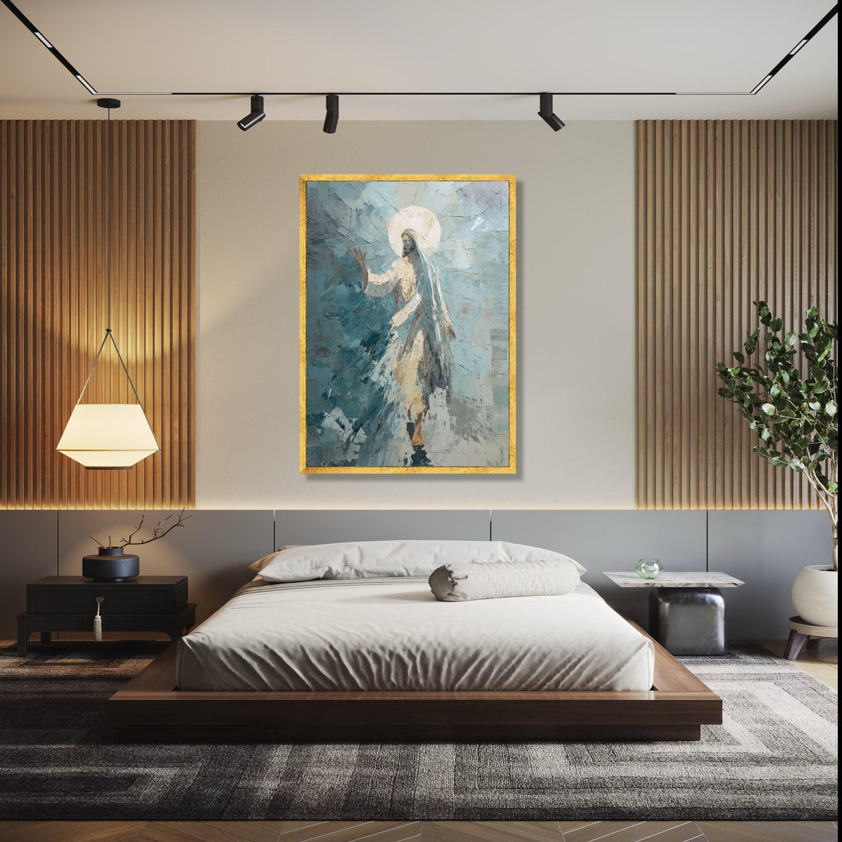 Abstract Jesus Christ Canvas, Christian Religious Wall Art, Spiritual Canvas Painting, Sacred Figure Artwork, Gift Art, Home Decor, Print