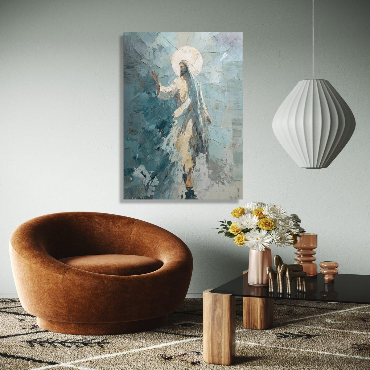 Abstract Jesus Christ Canvas, Christian Religious Wall Art, Spiritual Canvas Painting, Sacred Figure Artwork, Gift Art, Home Decor, Print