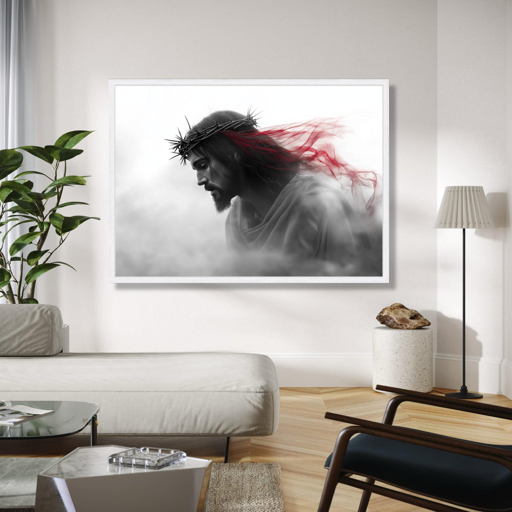 Jesus Christ Crown of Thorns Canvas, Sacred Religious Wall Art, Spiritual Christian Canvas Decor, Dramatic Gift Art, Home Decor, Print