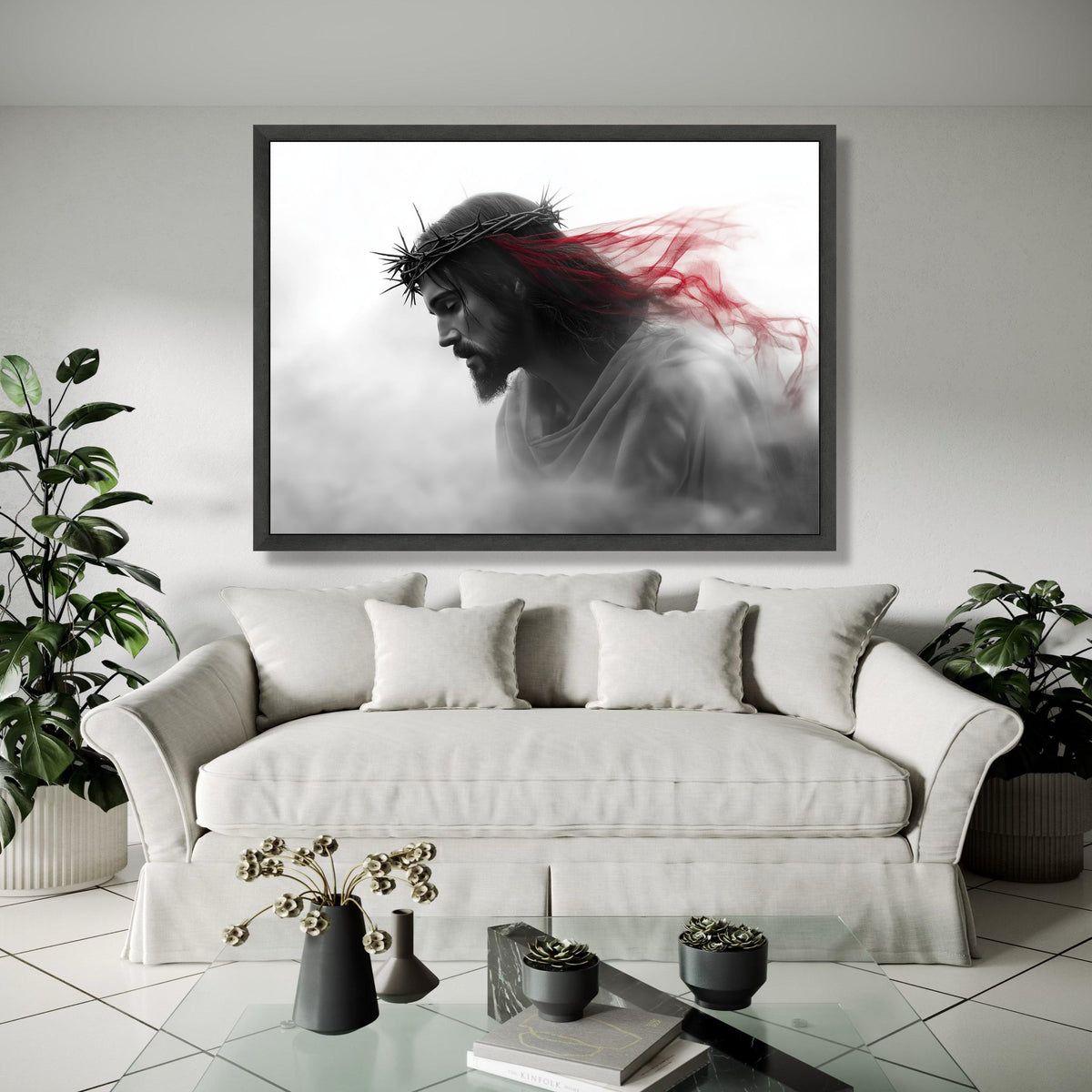 Jesus Christ Crown of Thorns Canvas, Sacred Religious Wall Art, Spiritual Christian Canvas Decor, Dramatic Gift Art, Home Decor, Print