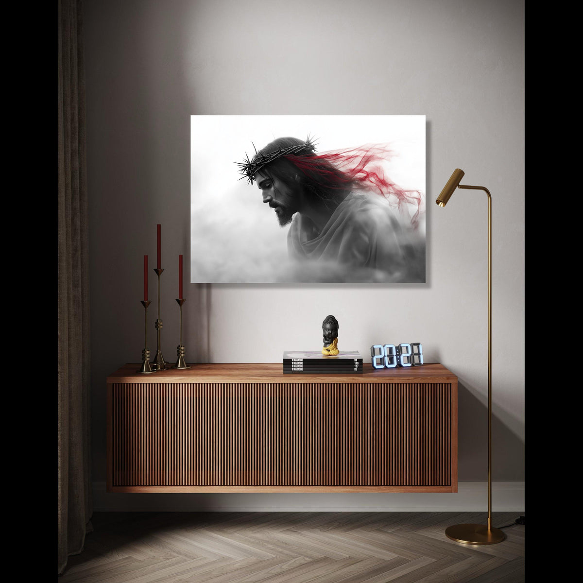 Jesus Christ Crown of Thorns Canvas, Sacred Religious Wall Art, Spiritual Christian Canvas Decor, Dramatic Gift Art, Home Decor, Print