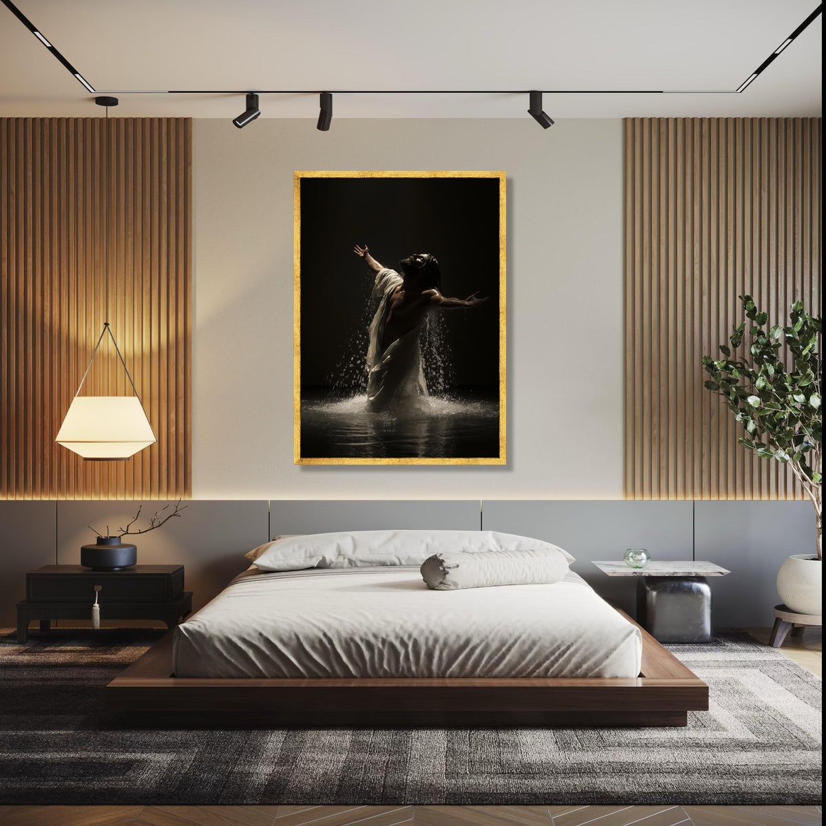 Inspirational Jesus Christ Canvas Wall Art, Spiritual Water Baptism Scene, Religious Home Decor, Faith and Grace Gift Art, Home Decor, Print