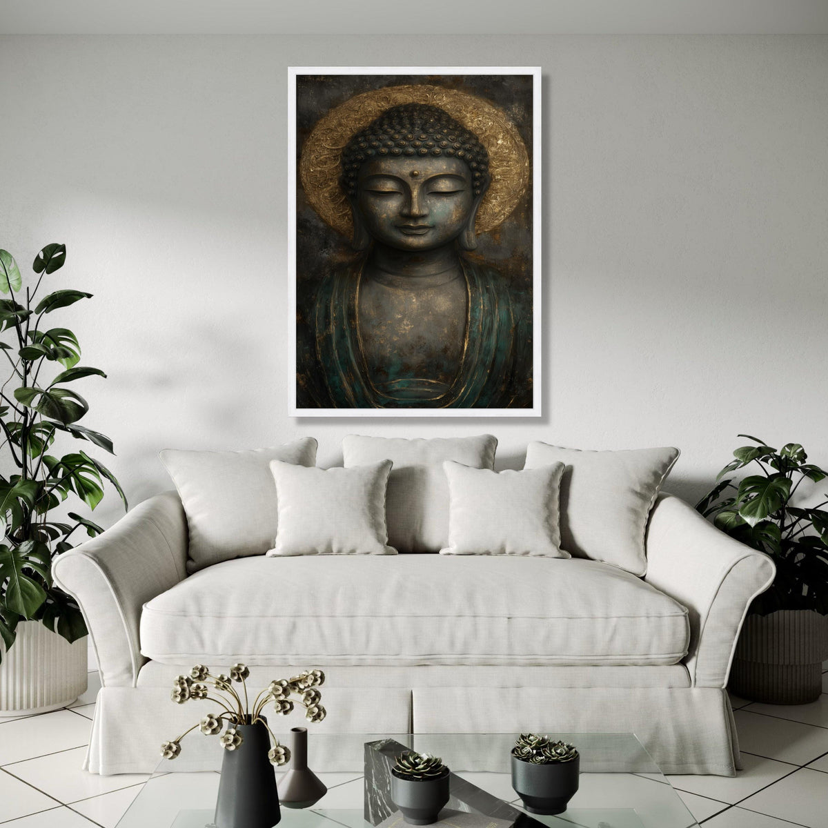 Serene Buddha Canvas Wall Art, Meditative Buddha Head, Spiritual Zen Decor, Peaceful Home Decoration, Tranquil Gift Art, Home Decor, Print